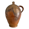 Large 19th century oil bottle in glazed earthenware