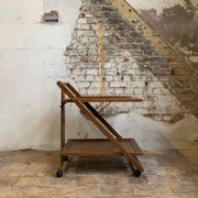 Folding wooden service trolley, 1960