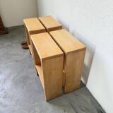 Pair of pine stools or bedside tables, mountain furniture, 1950s