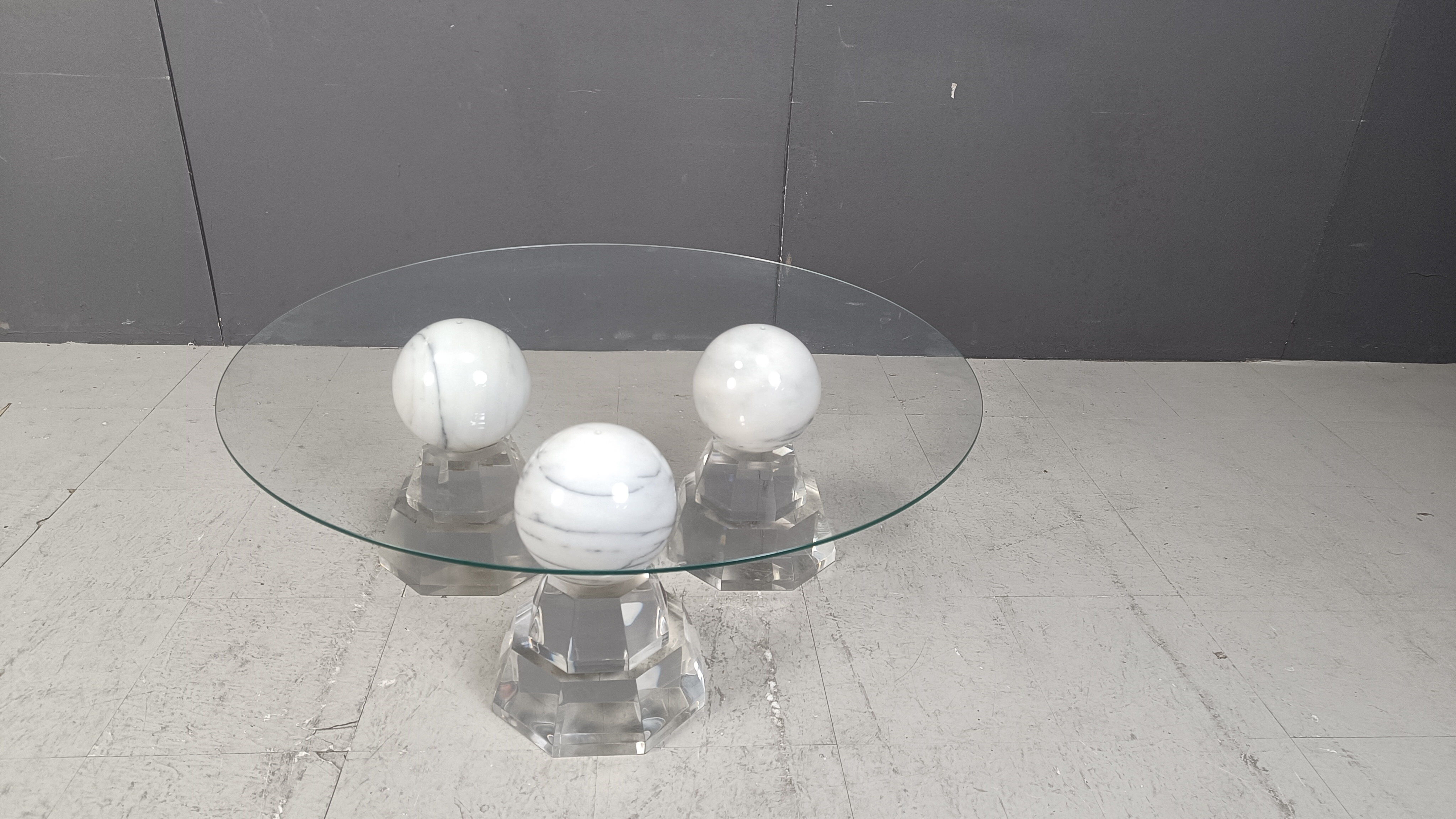 Marble sphere coffee table by Roche Bobois, 1980s