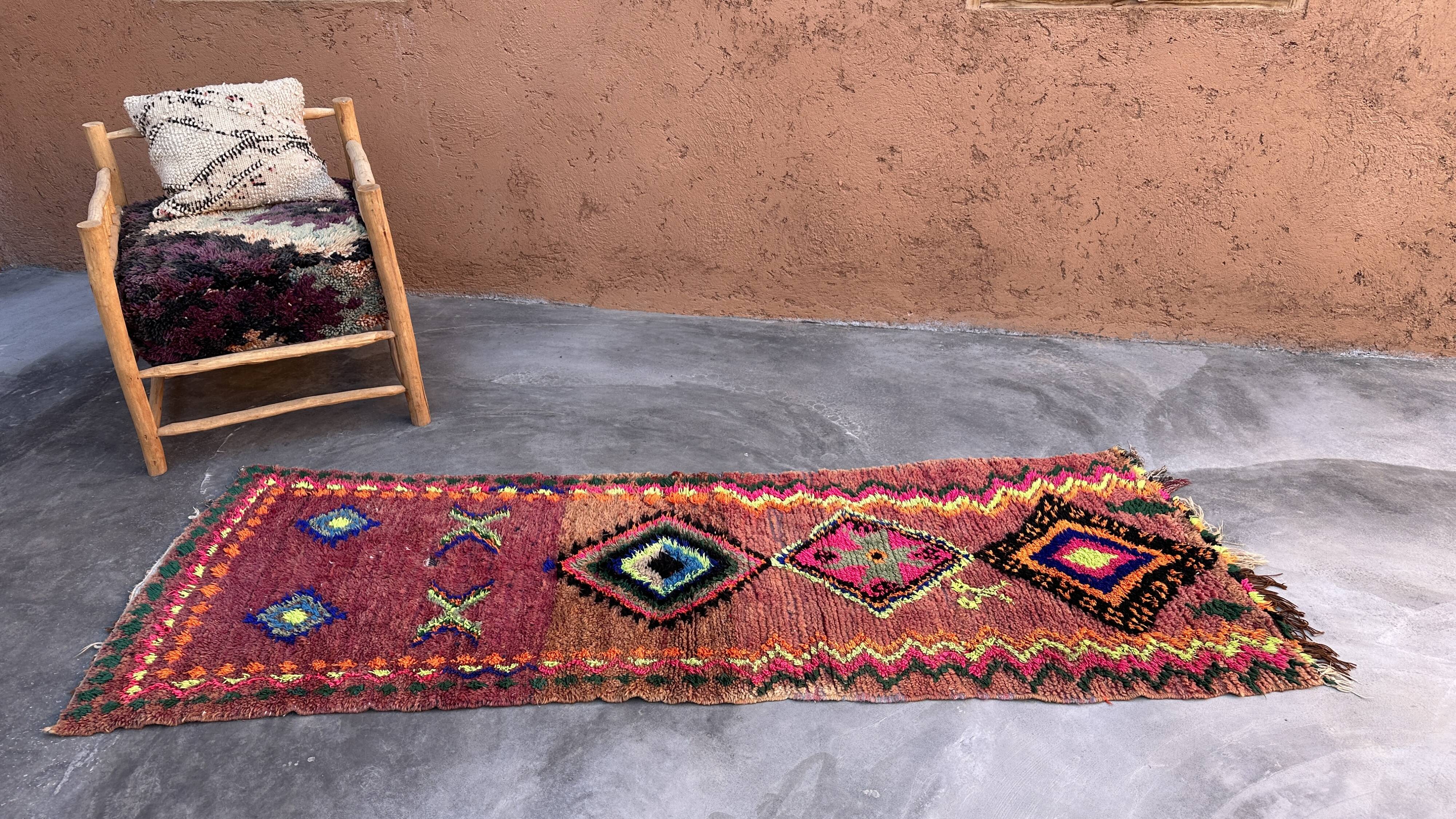 Tapis Marocain Boujad coloré - 90 x 246 cm