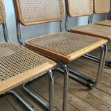 4 Chairs Beige Cesca B32 by Marcel Breuer