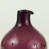 Glass vase signed Purple Timo Sarpaneva Pullo Bird Bottle, Iittala, Finland.
