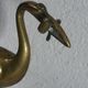 Heron in brass on the back of a turtle, press paper, vintage 1970