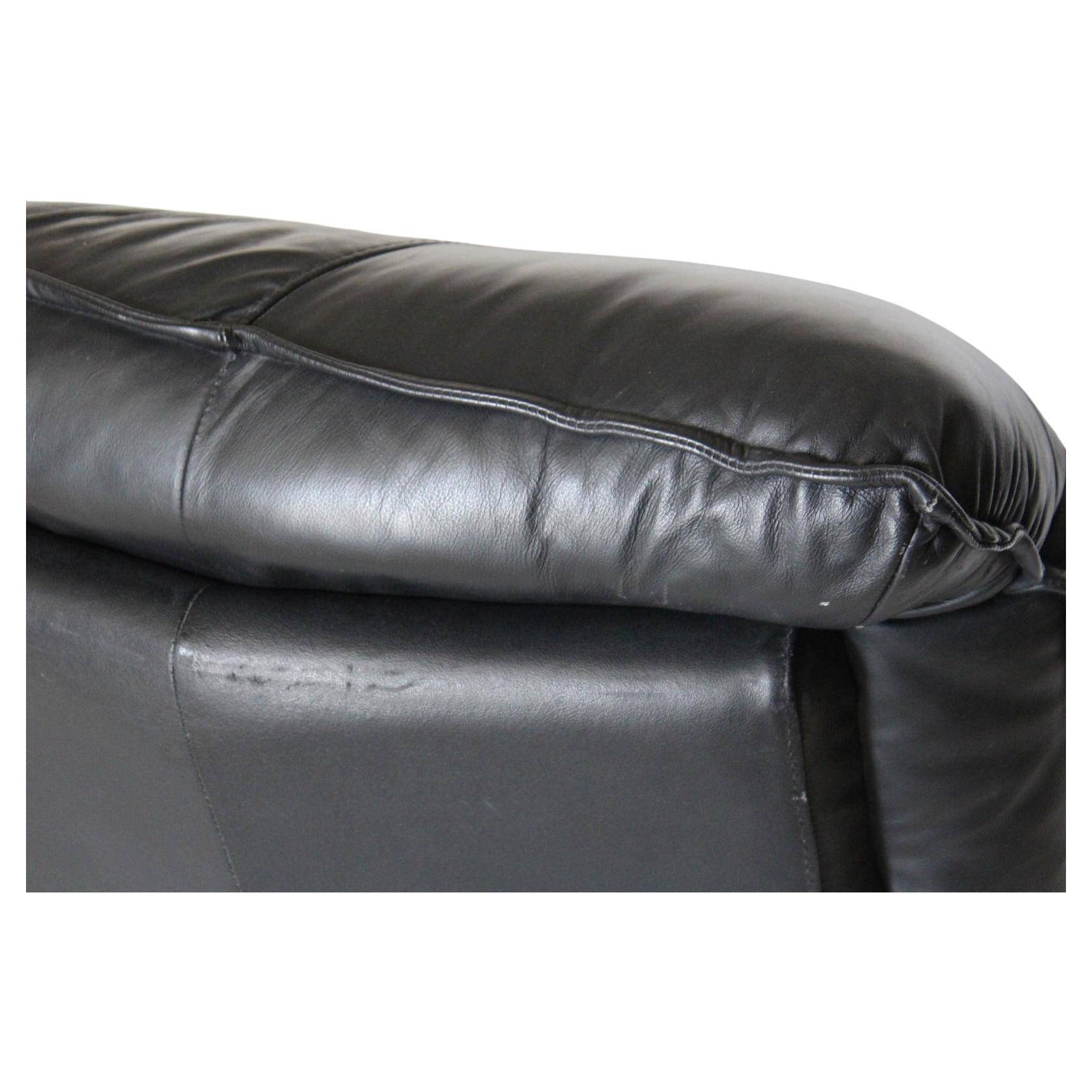 Post modern black leather armchair, Italy 1980 's