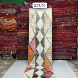 Handmade Berber Bohemian Wool Runner Rug