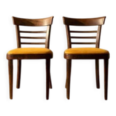 Pair of dining chairs by INTERIER n. p. Praha, wooden dining seating, 1974