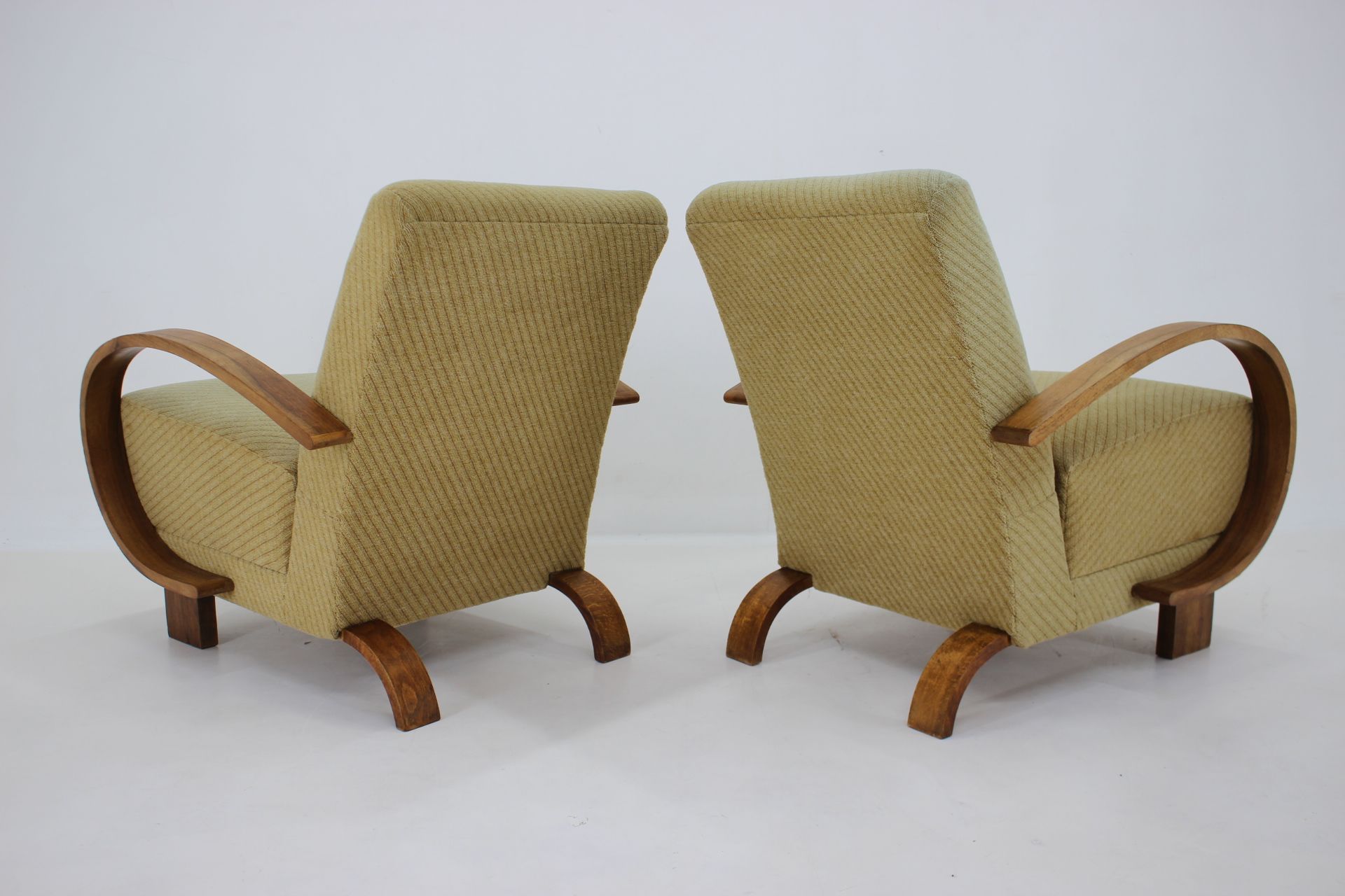 1940s Pair of Art Deco Armchairs in Walnut, Czechoslovakia