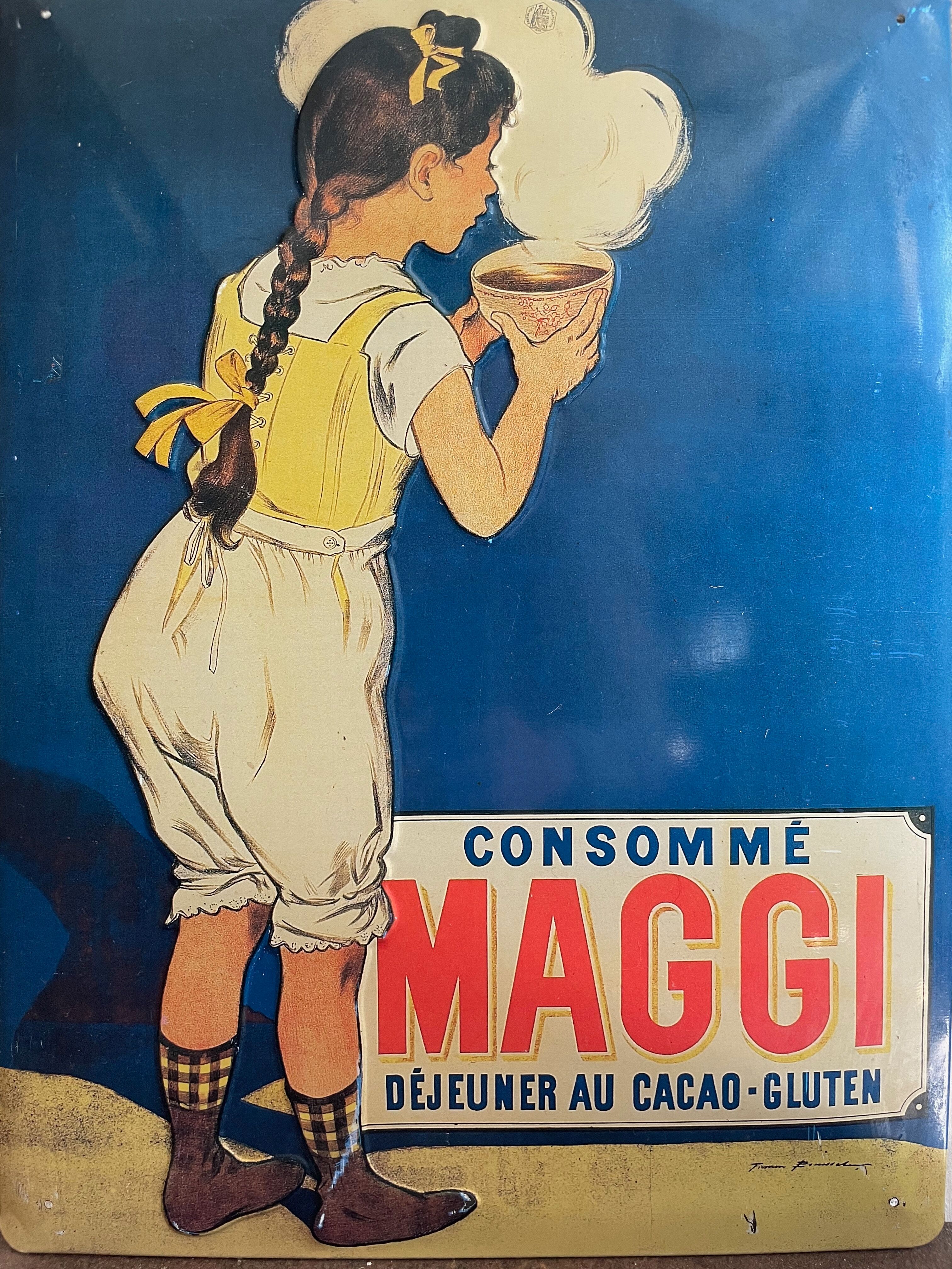 Enamelled plaque advertisement Maggie "consume Maggie cocoa-gluten lunch"