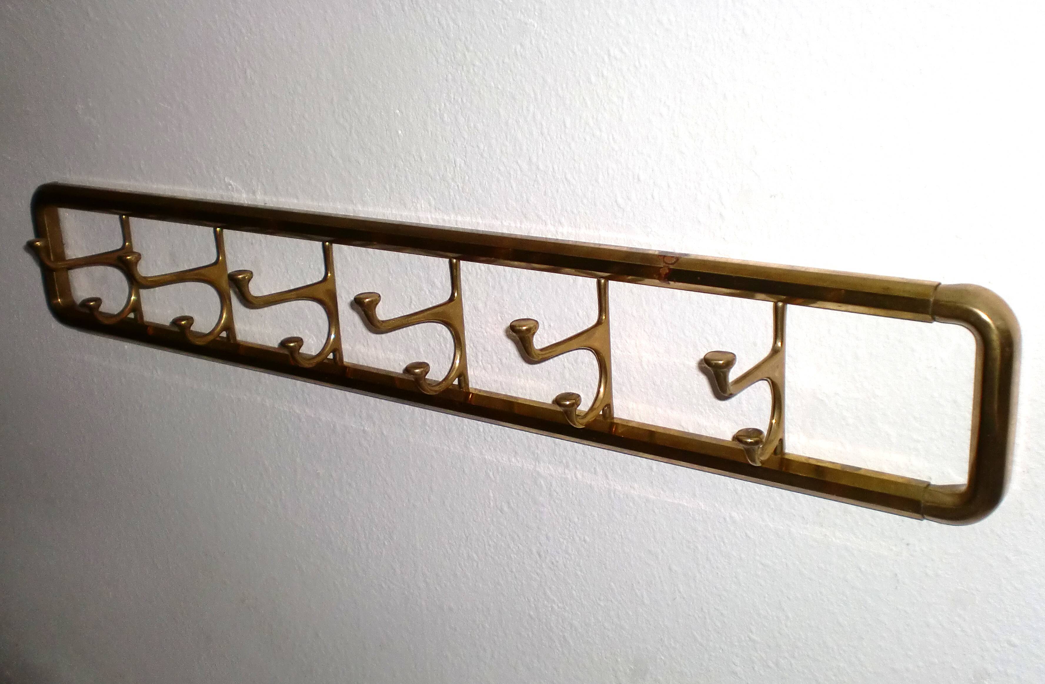 Art-Deco brass Coat Rack & one Hanger, France, 1940s