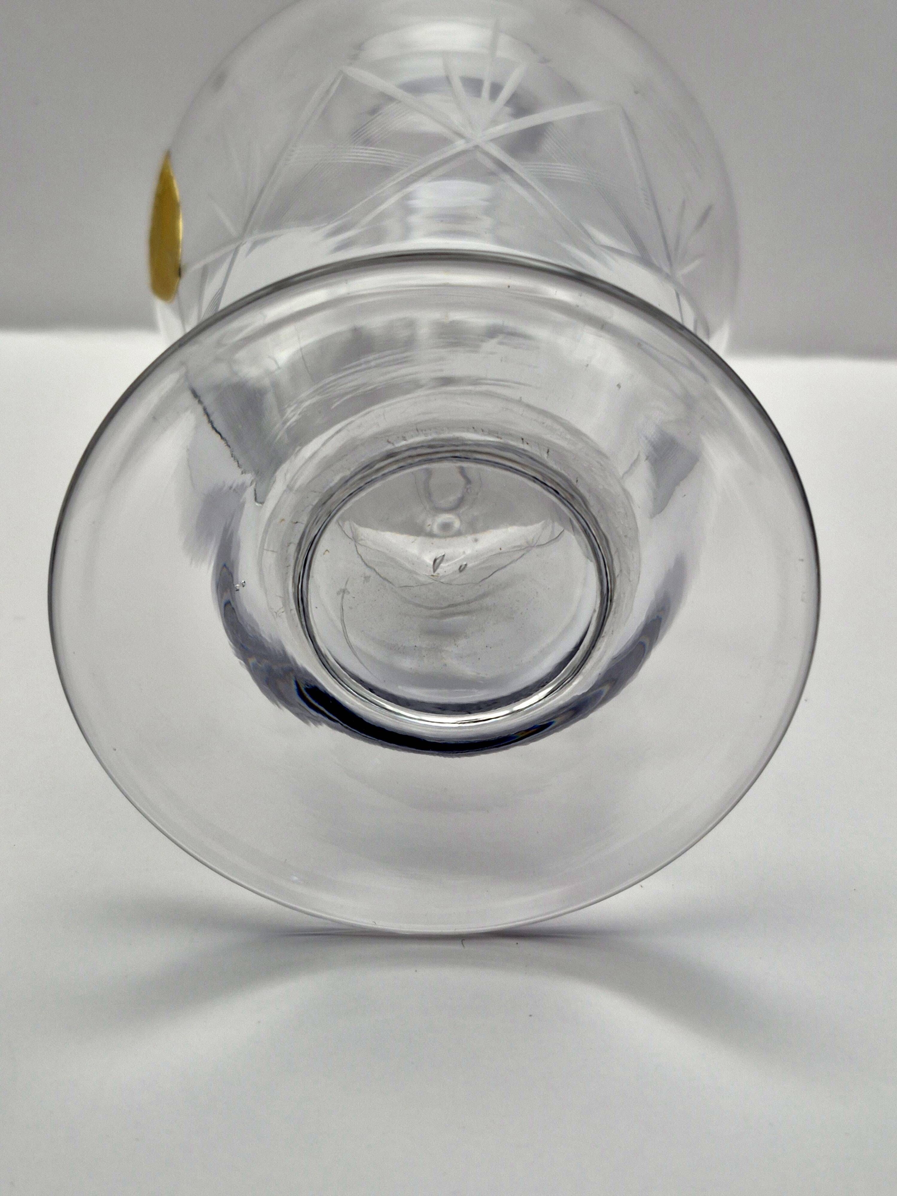 Crystal service from Fains, matching wine carafe and water jug.