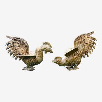 Brass rooster and hen