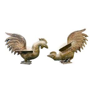 Coq et poule en laiton