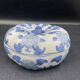 Chinese covered pot, box, jewelry box, pumpkin, white porcelain, China blue plant decor