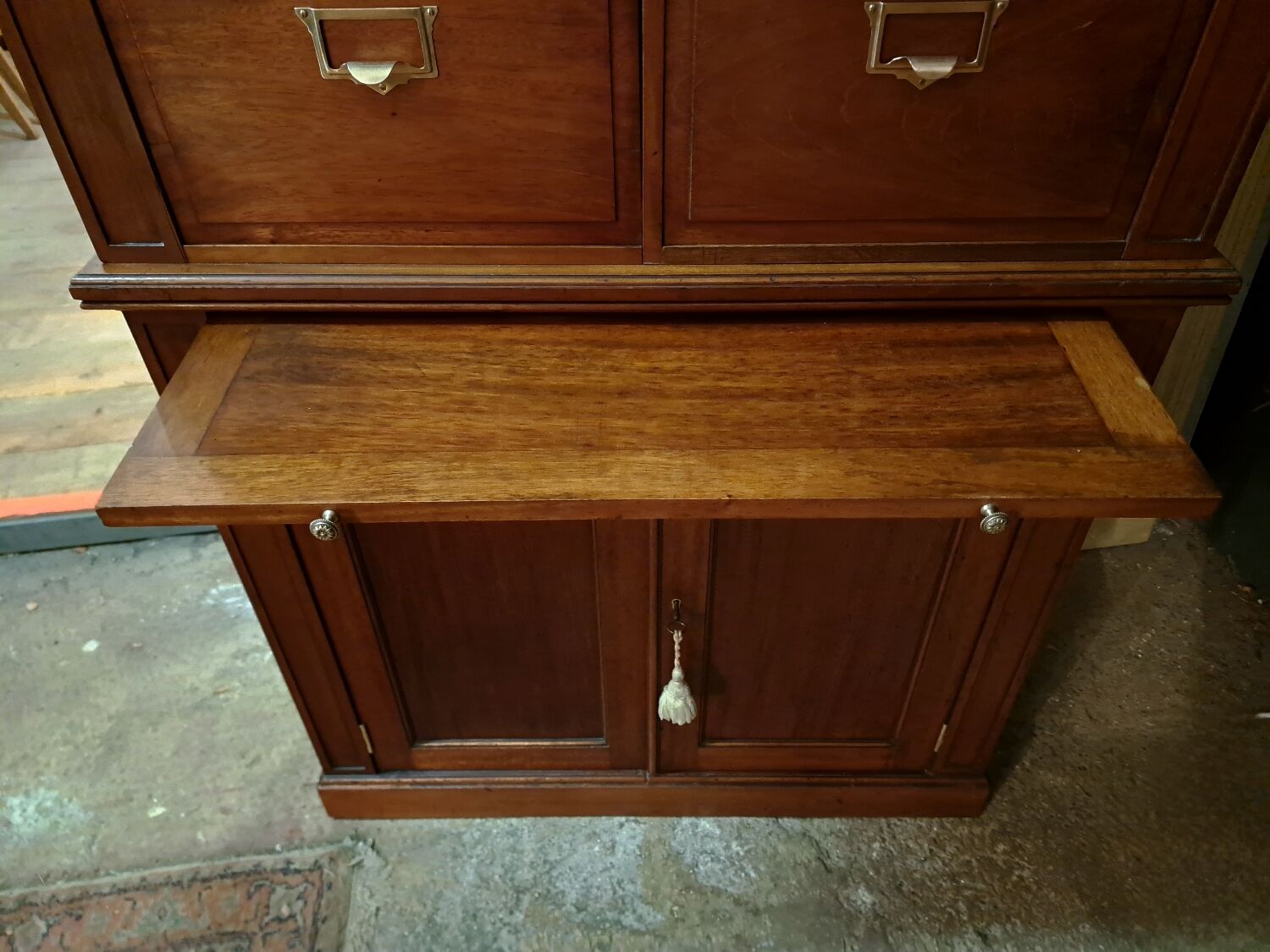 Mahogany notary desk with flaps