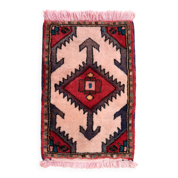 Tapis vintage du Moyen-Orient Hamadan fait main en laine – 42 x 60 cm années 1970