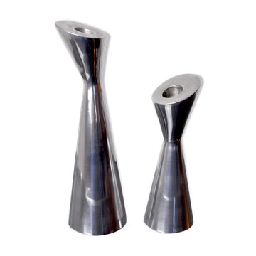 Pair of Swan candlesticks by Matthew Hilton, England, 1980