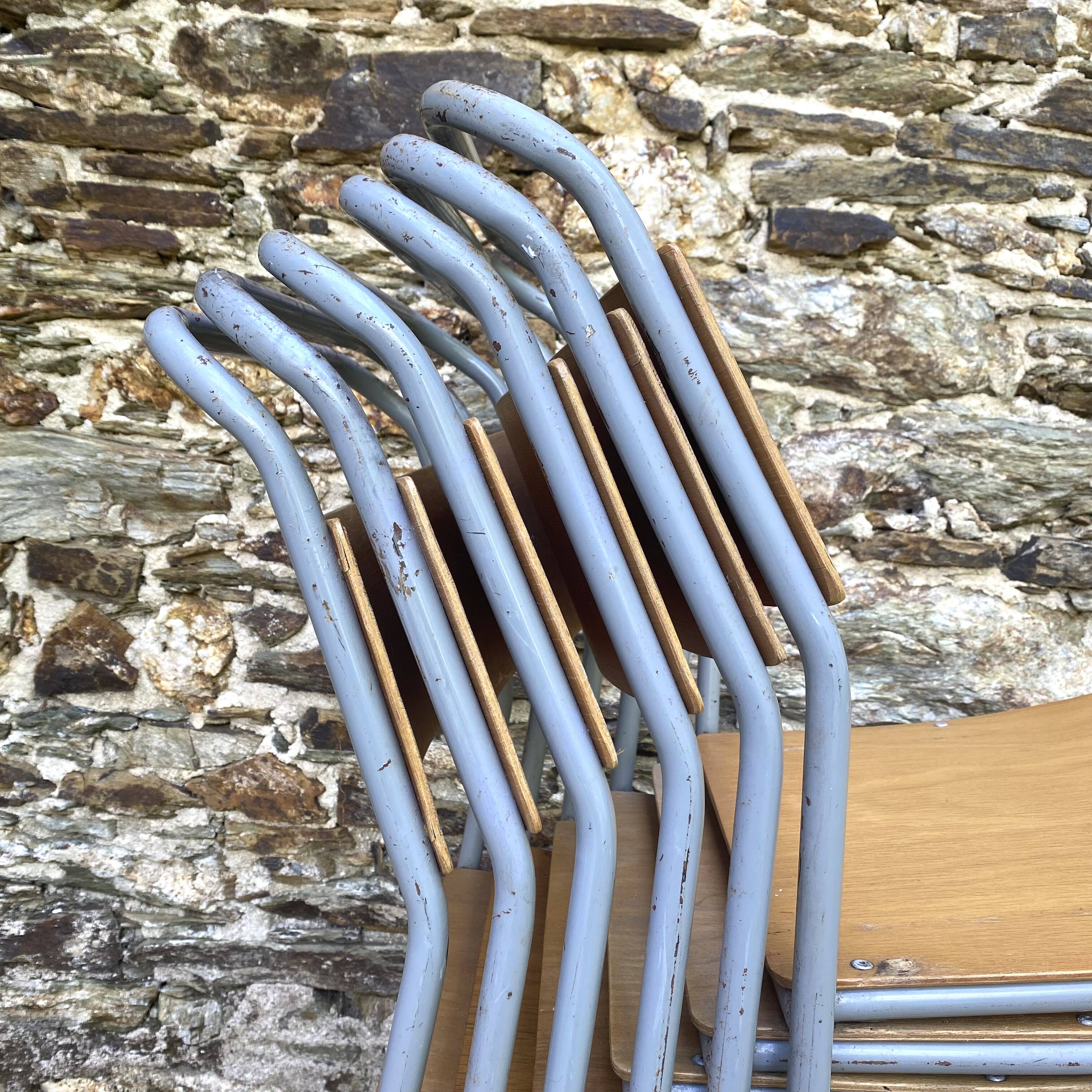 Remploy English industrial sled chairs from the 50s and 60s