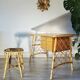 Louis Sognot desk and his stool, in rattan, 1960
