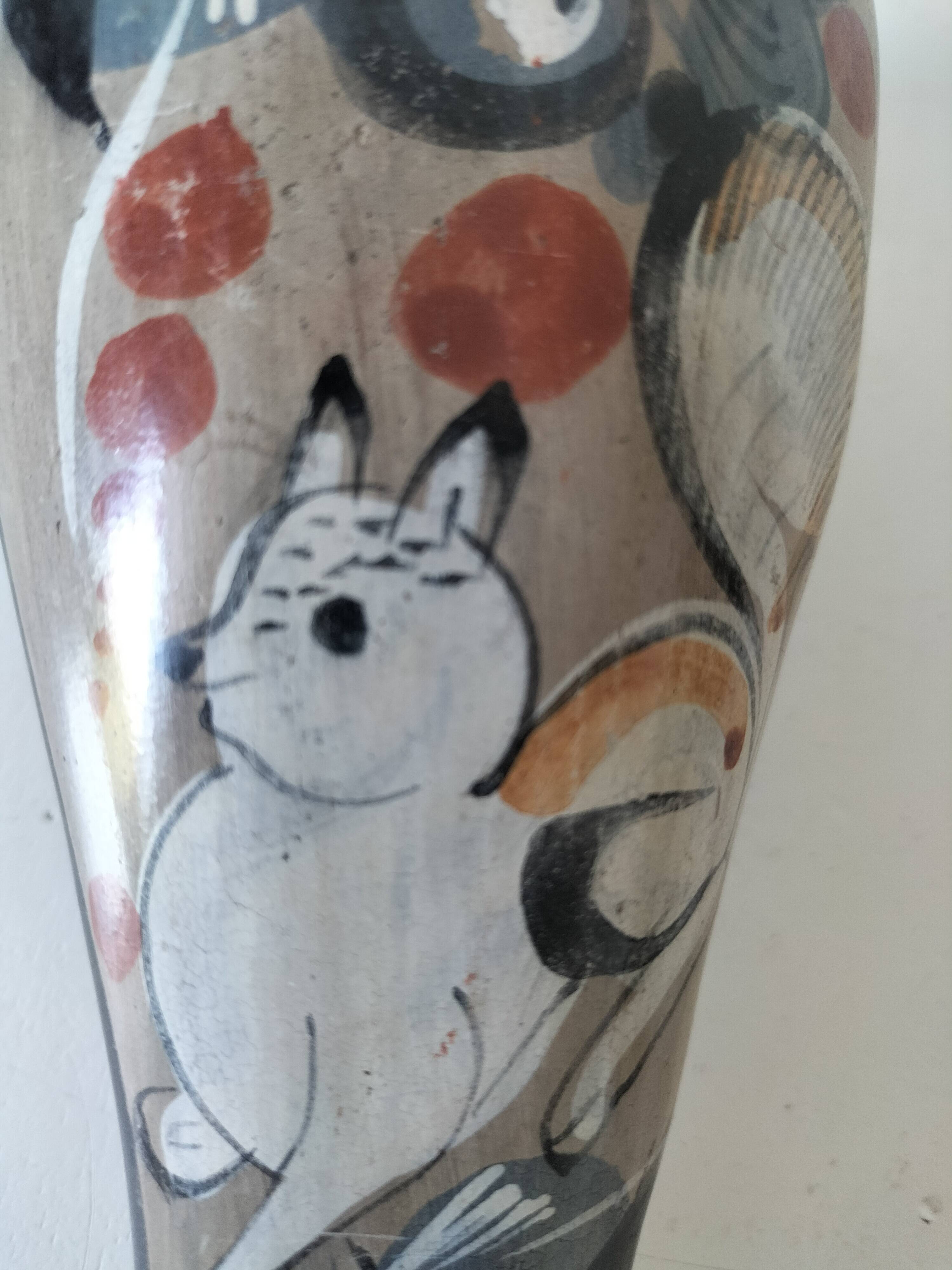 Ceramic dove from Mexico – Decorated with nahual cat
