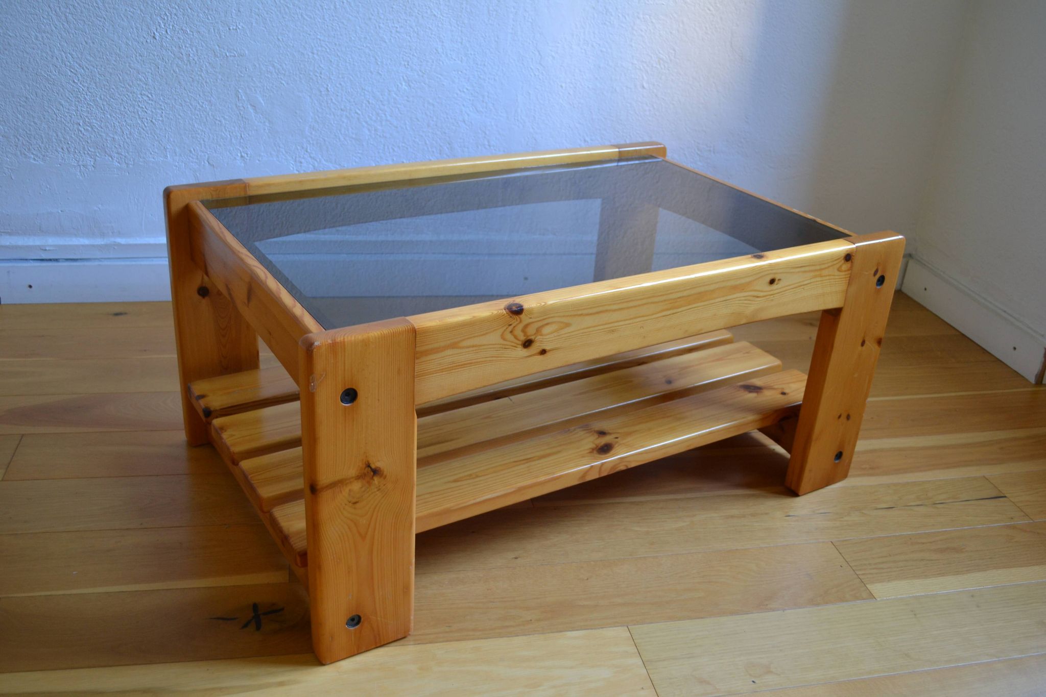 Table basse bois et verre