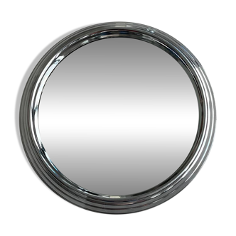 Art Deco silver mirror plateau, diameter 24cm.
