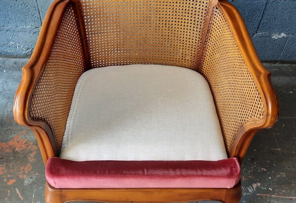 Pair of vintage canned armchairs