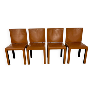 4 chaises cuir camel - paolo piva