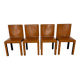 4 camel leather chairs, postmodern design by Paolo Piva for B&B Italia Arcadia.