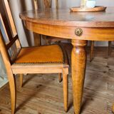 Lot Table & chaises en ronce de noyer