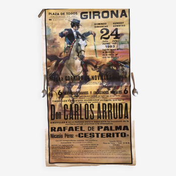 Corrida poster 1983 girona, picador & bull, arruda cesterito girona spain catalonia toro spain