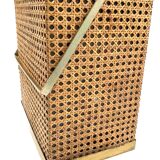 Hollywood regency brass and Vienna straw magazine rack,  Italy 1970