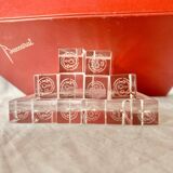 Set of 12 vintage Baccarat crystal knife rests with original box
