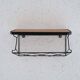 Teak and metal wall-mounted bedside table