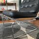Chrome and leatherette armchair