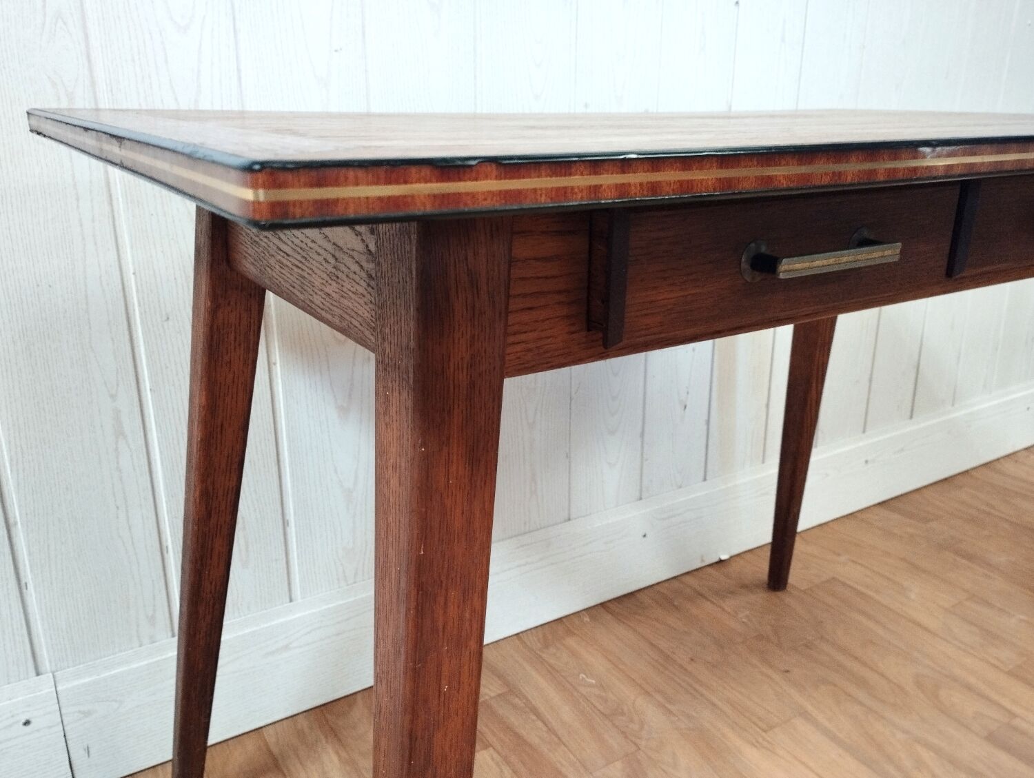 Vintage desk feet compass solid oak