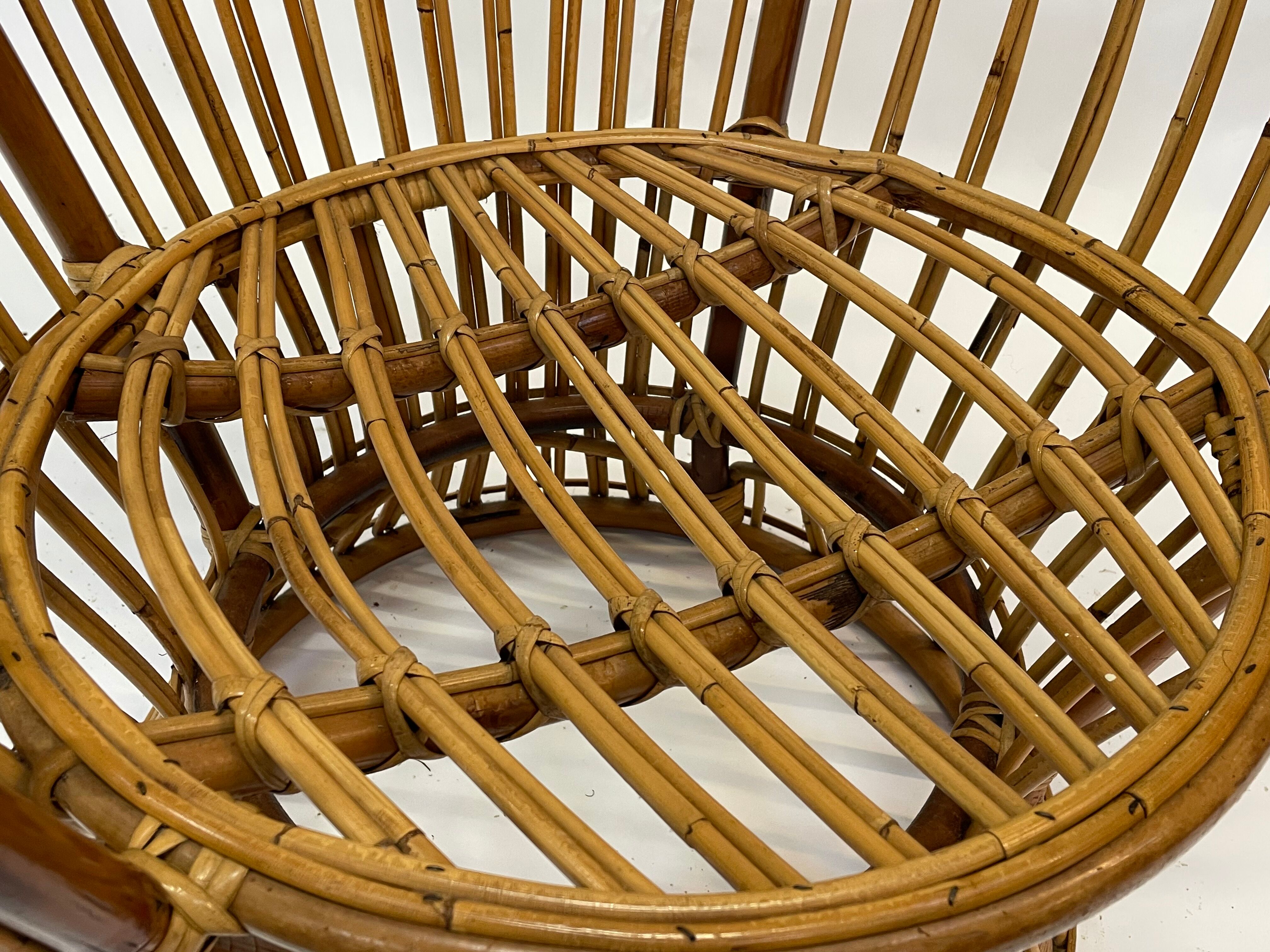 Set of two mid century rattan armchairs by bonacina 1950 design