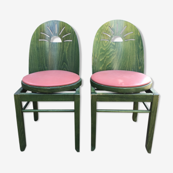 Baumann beech chairs with round seats in skaï