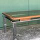 Vintage rectangular coffee table 1970 chrome, wood & smoked glass