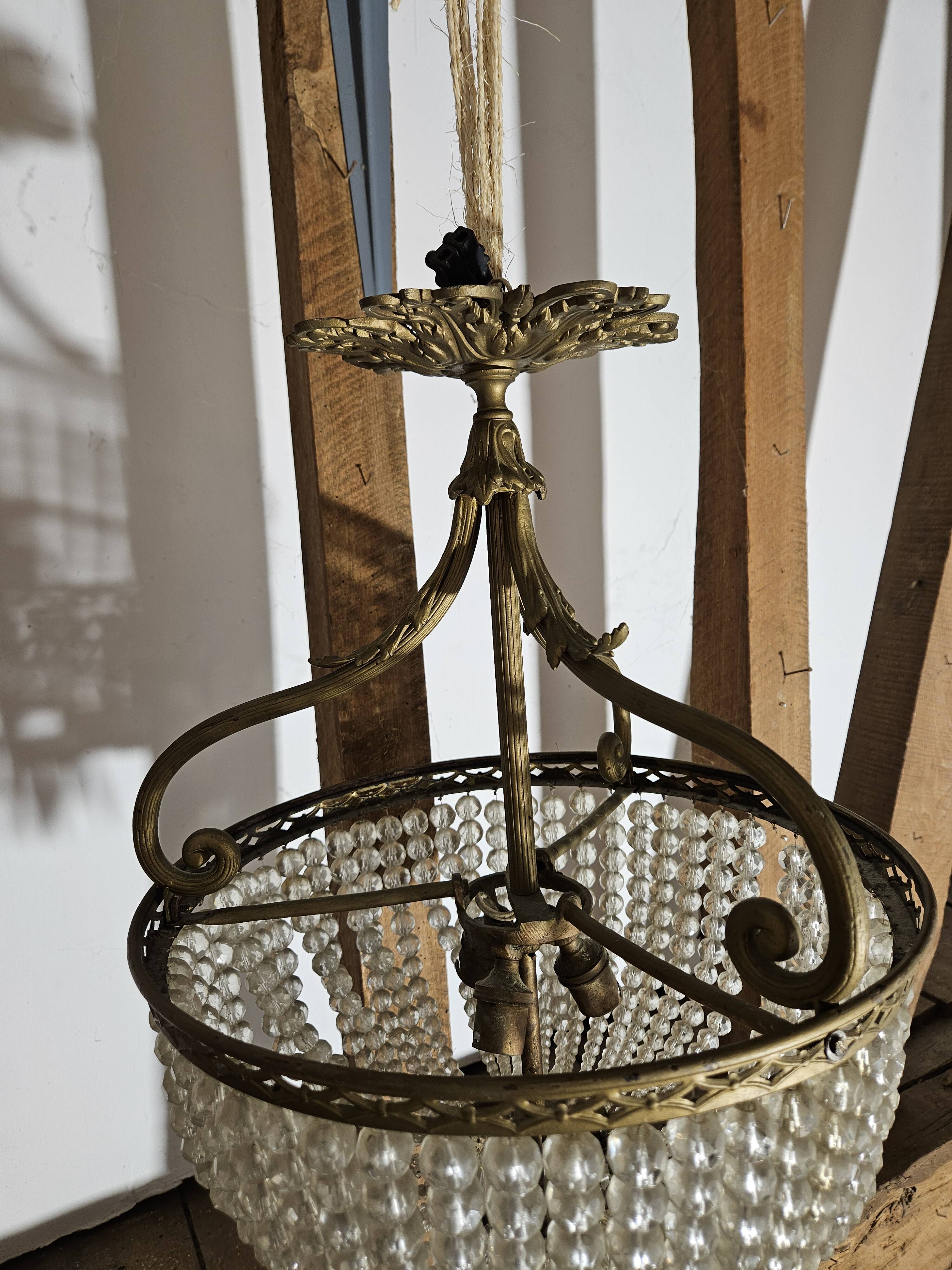 Napoleon III basket chandelier with tassels