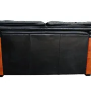 Paolo Gucci for Formitalia – two-seater sofa in black leather and burl wood
