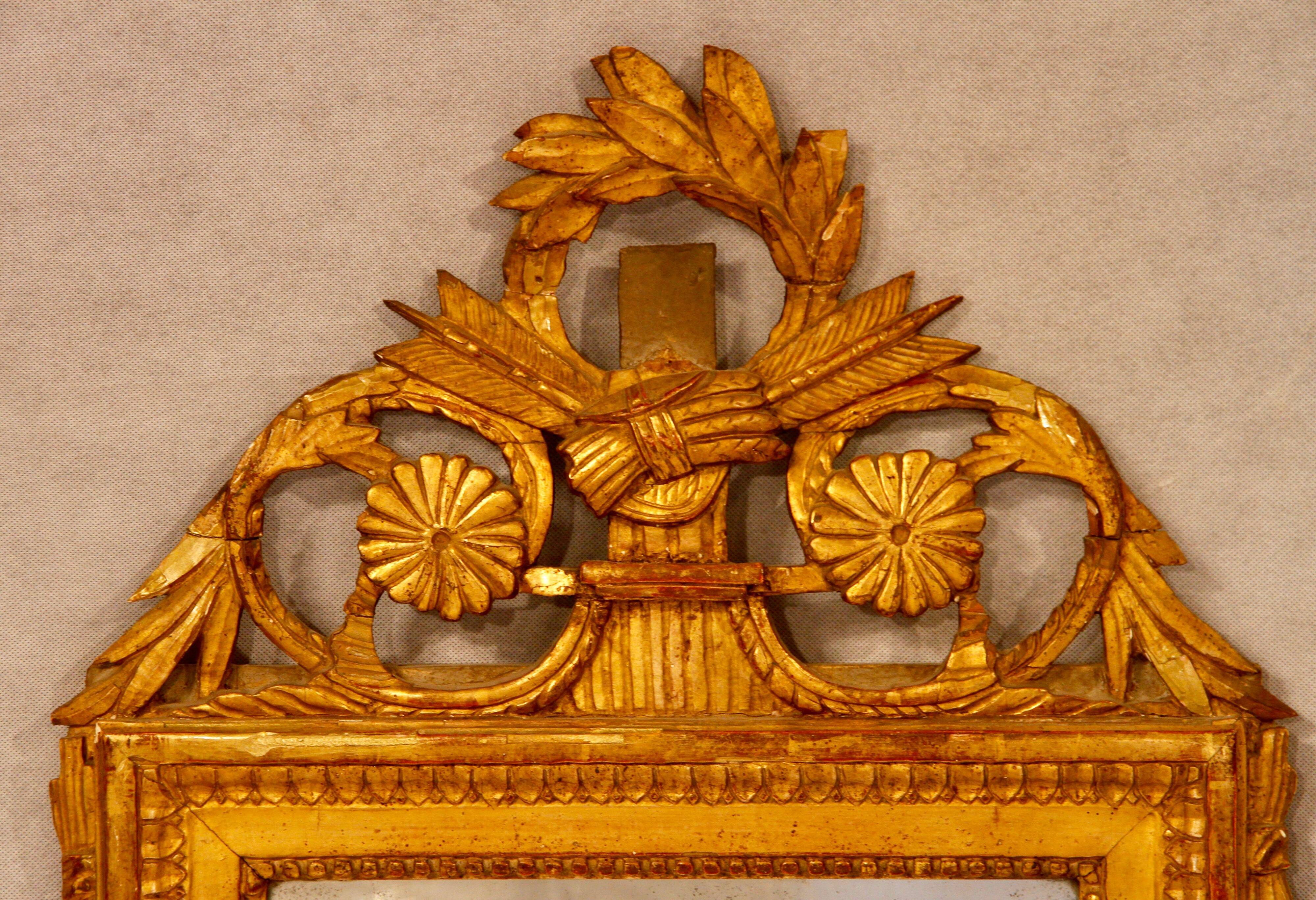 Small mirror wood golden period Louis XVI 90x52cm