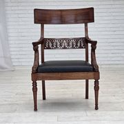 1920-30s, set of 2 armchairs, design after Georges Jacob, carved teak wood.