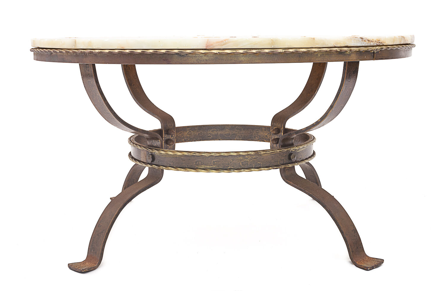 Round table wrought iron onyx, 1950