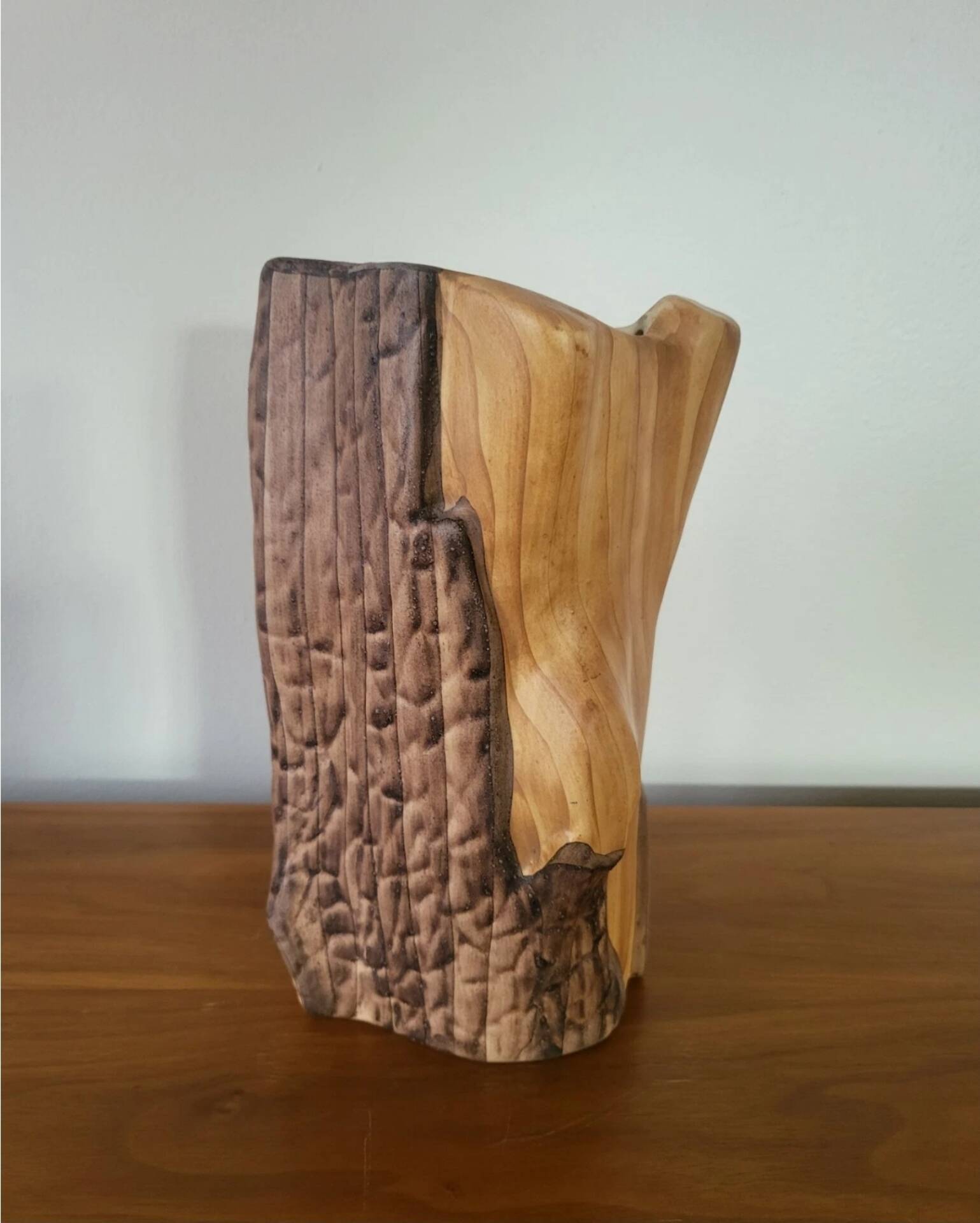 Vintage Vallauris Ceramic Vase Grandjean Jourdan Faux Wood