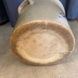 Varnished stoneware pot cover colbalt blue bird decor with small ears