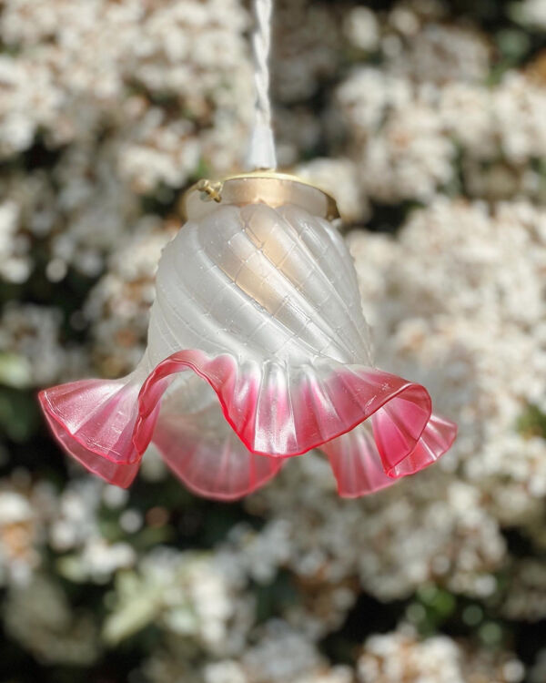 Baladeuse globe tulipe liseré fushia