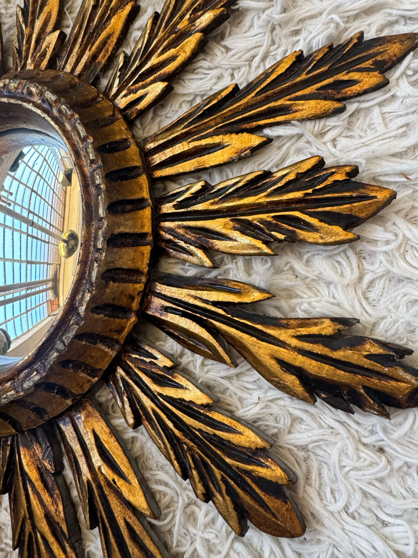 Miroir convexe doré ancien