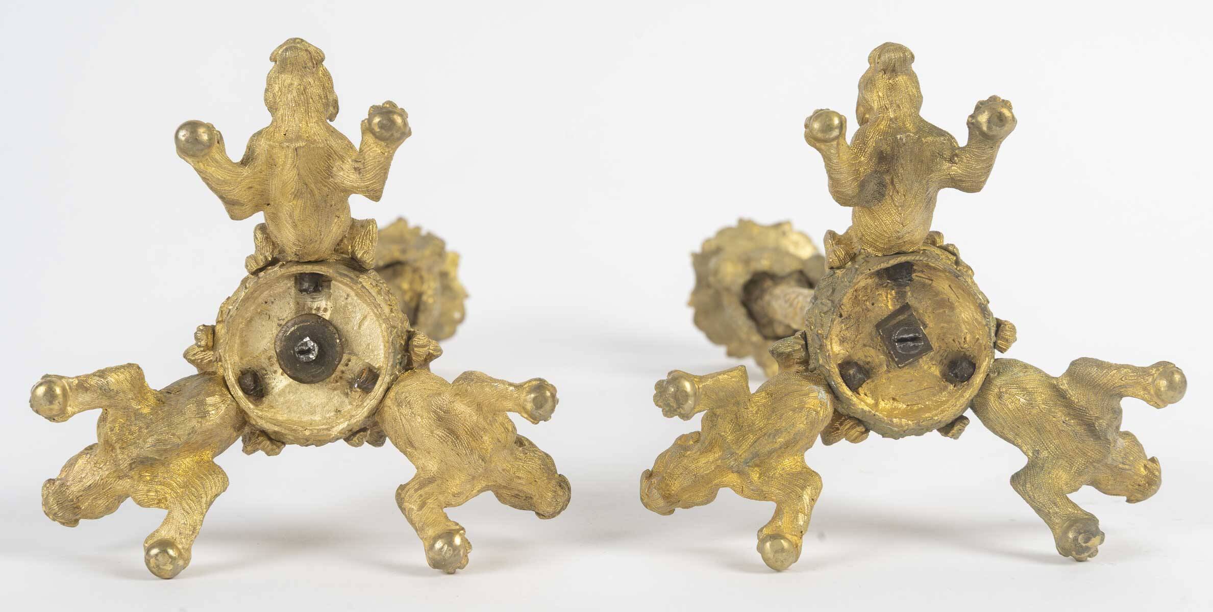 Pair of gilded bronze candlesticks from the Napoléon III period.