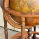 Globe bar on wheels with a rotating tray